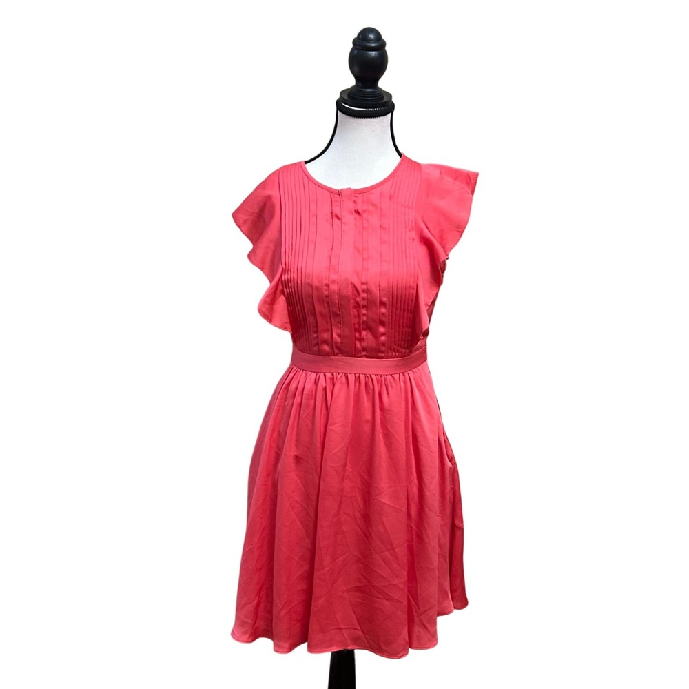 Banana Republic Petite Coral Dress Ruffle Sleeve Fit and‎ Flare Party Size 00